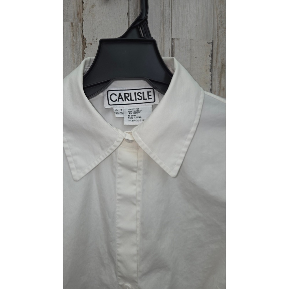 Carlisle size 8 Button Shirt Top Blouse 3/4 sleeve Stretch Tie Front - Picture 2 of 4